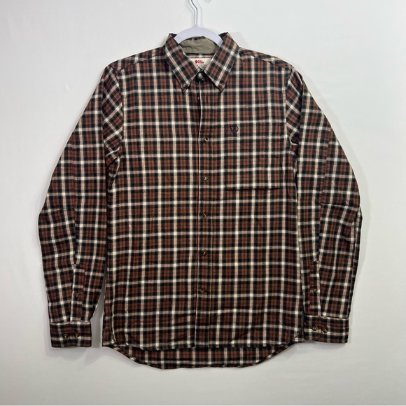 Fjallraven Stig Flannel Shirt Long Sleeve Button Up Men’s Medium Slim Fit Plaid - Picture 1 of 10